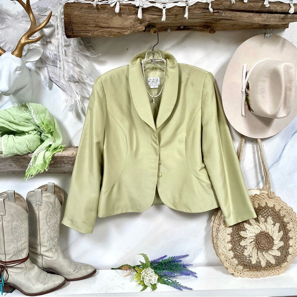 Designer SILK spring/summer blazer by David Warren NEW YORK w shabby chic vibe